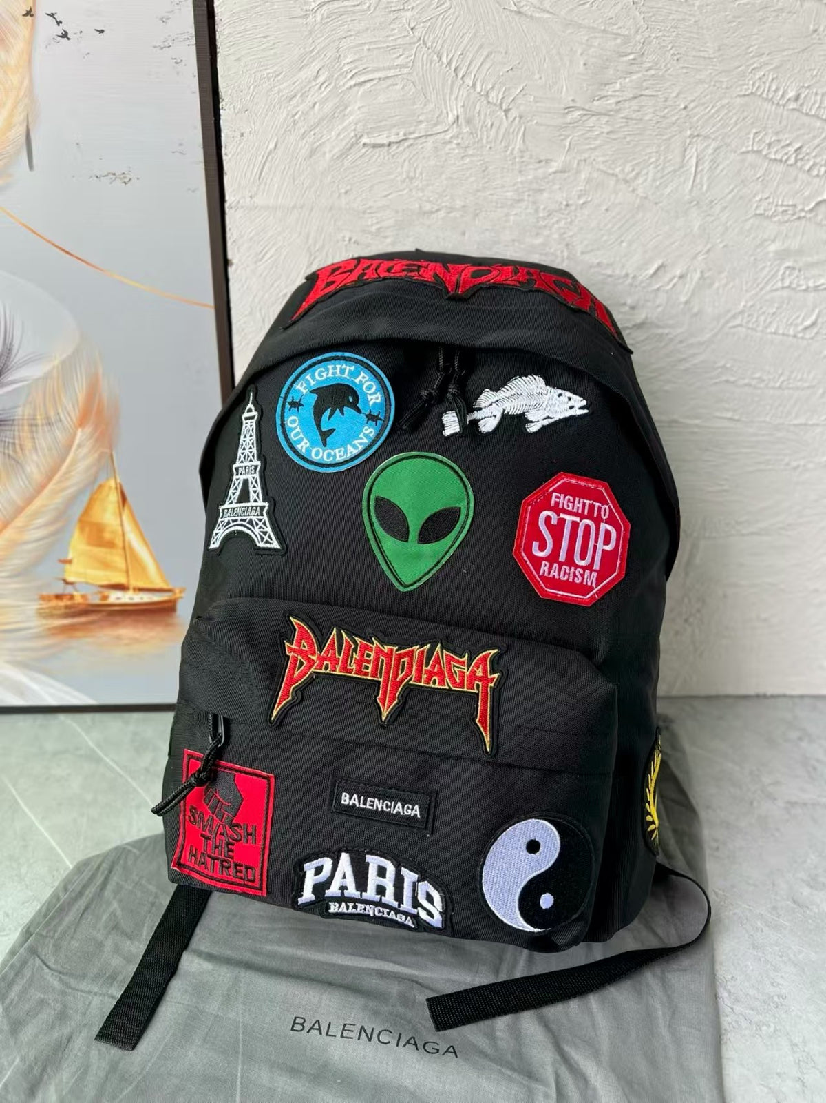 Embroidered cloth label backpack