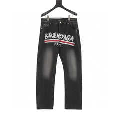 Graffiti Coke Printed Washed Jeans