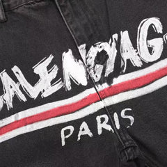 Graffiti Coke Printed Washed Jeans
