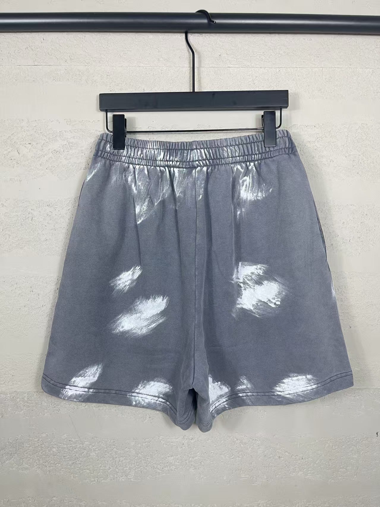 Embroidered, washed, worn, hand drawn graffiti shorts