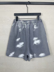 Embroidered, washed, worn, hand drawn graffiti shorts