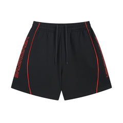 Alphabet embroidered patchwork shorts