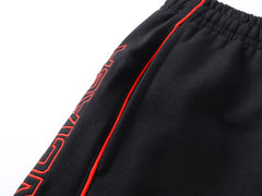 Alphabet embroidered patchwork shorts