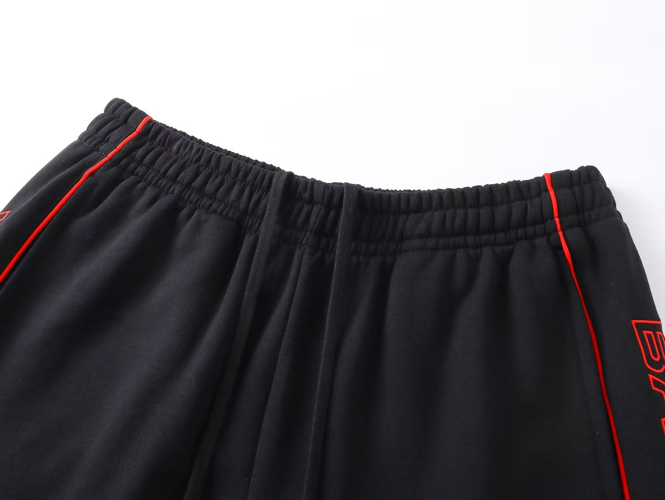 Alphabet embroidered patchwork shorts