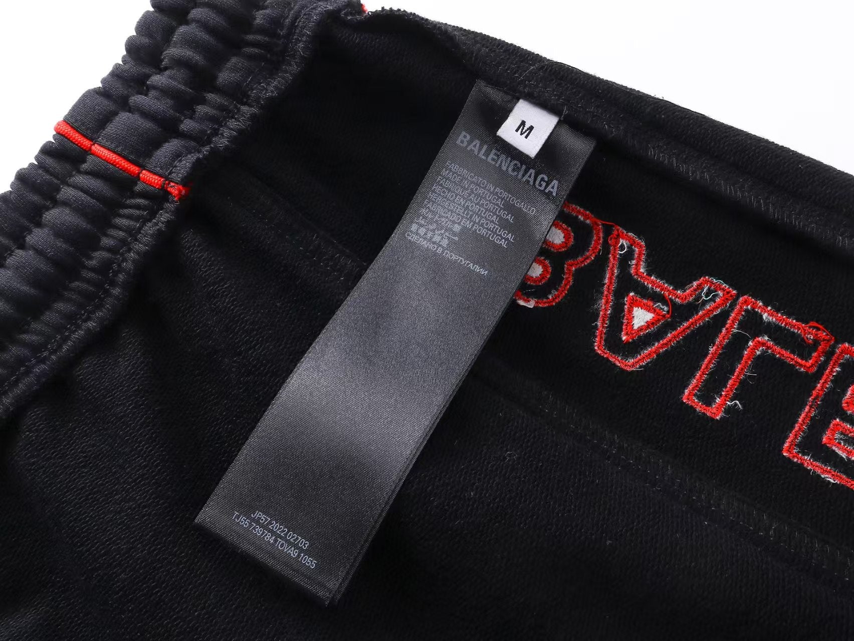 Alphabet embroidered patchwork shorts