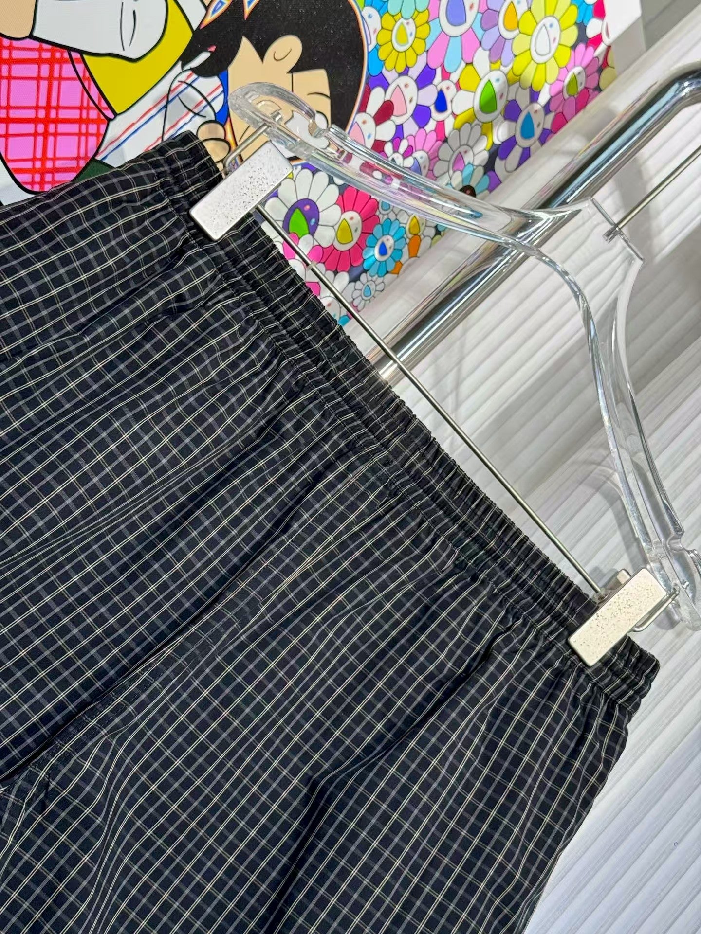 Fine plaid pair shorts