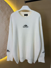 Letter Embroidered Round Neck Knitted Sweater