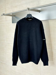 Knitted round neck sweater with armband