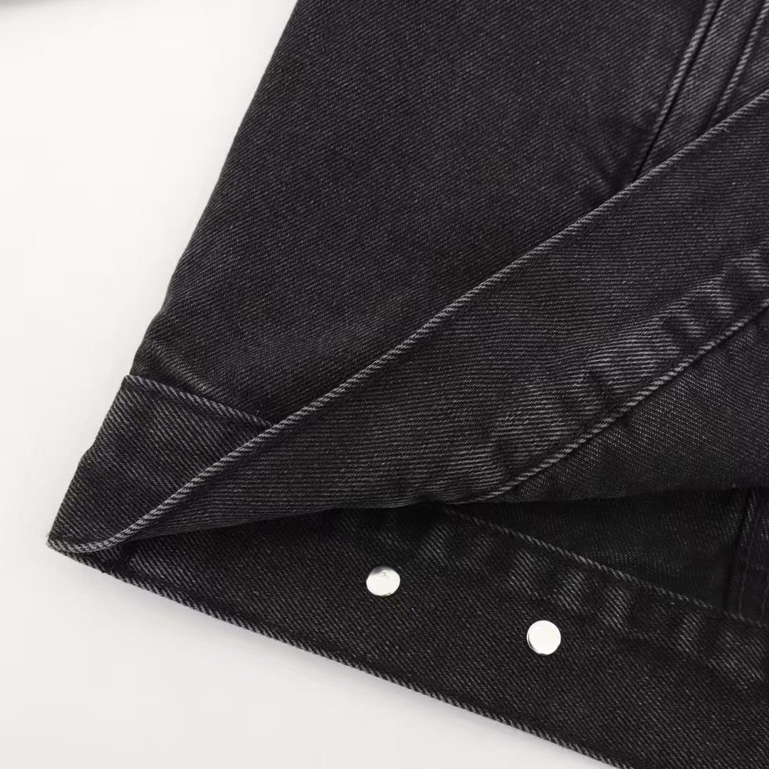 Washed hooded denim sweatshirt