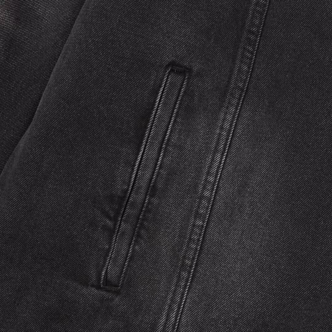 Washed hooded denim sweatshirt