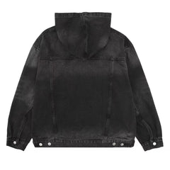 Washed hooded denim sweatshirt