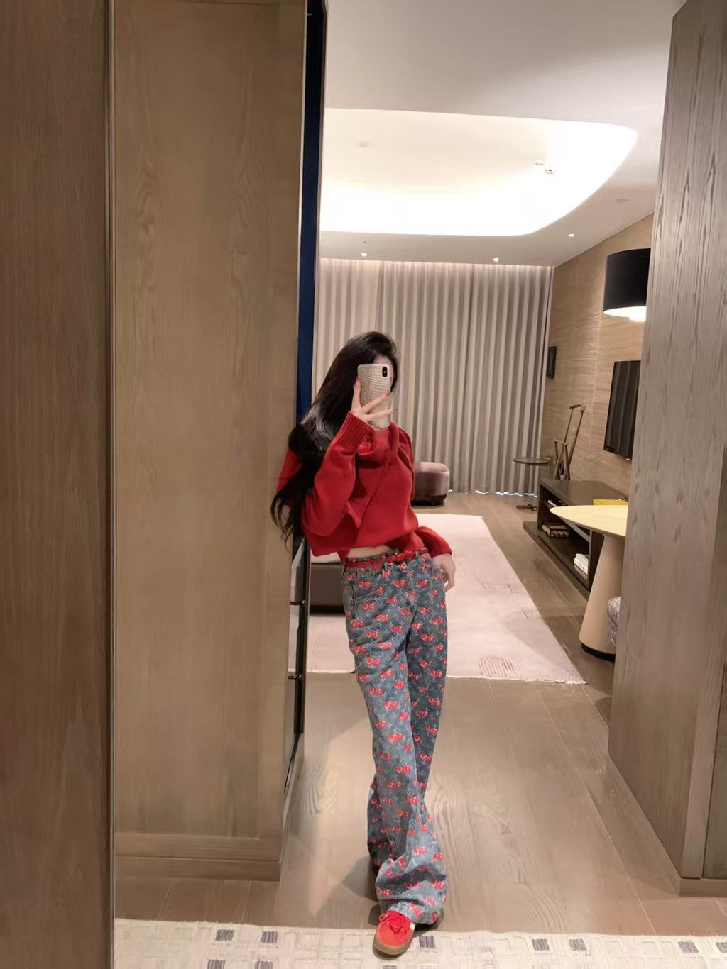 Letter Cherry Jeans