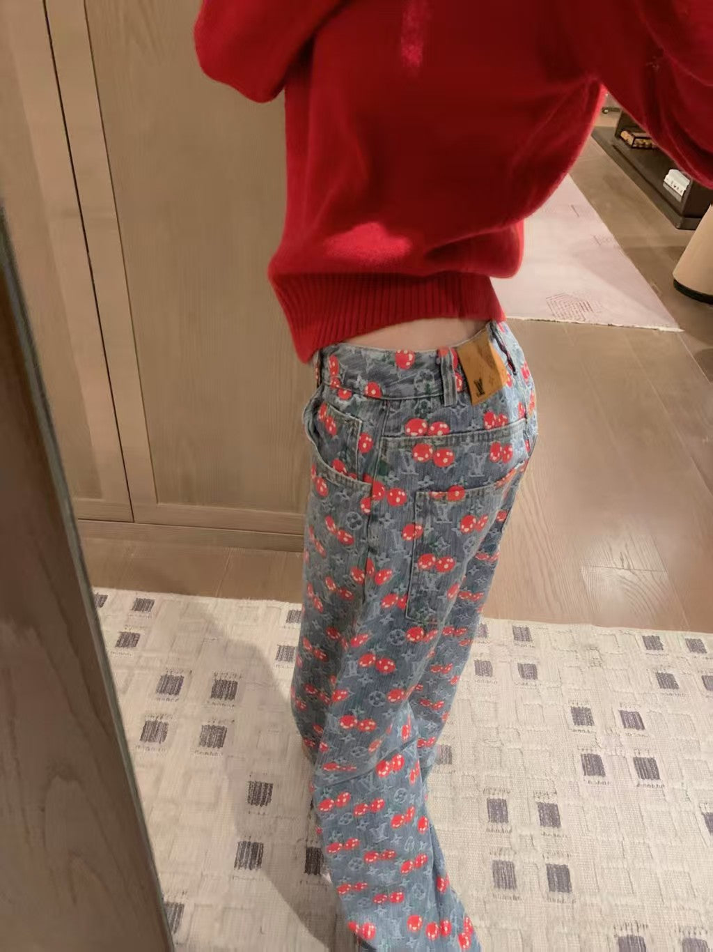 Letter Cherry Jeans