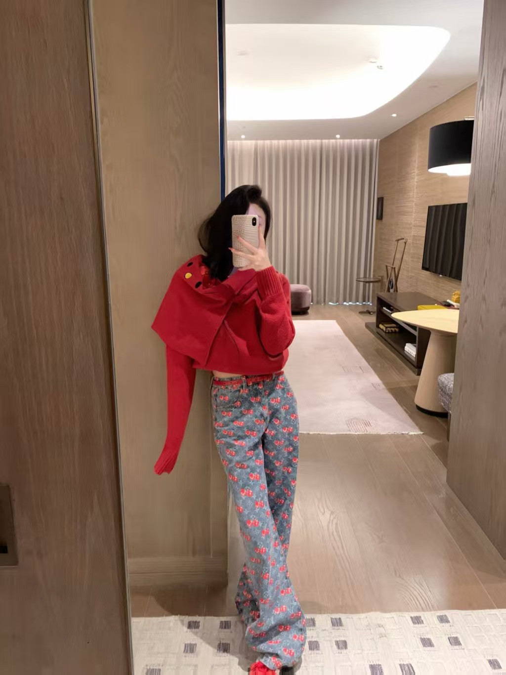 Letter Cherry Jeans