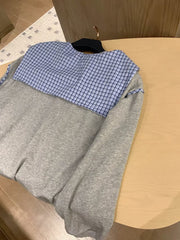 Checkered hoodie with shawl