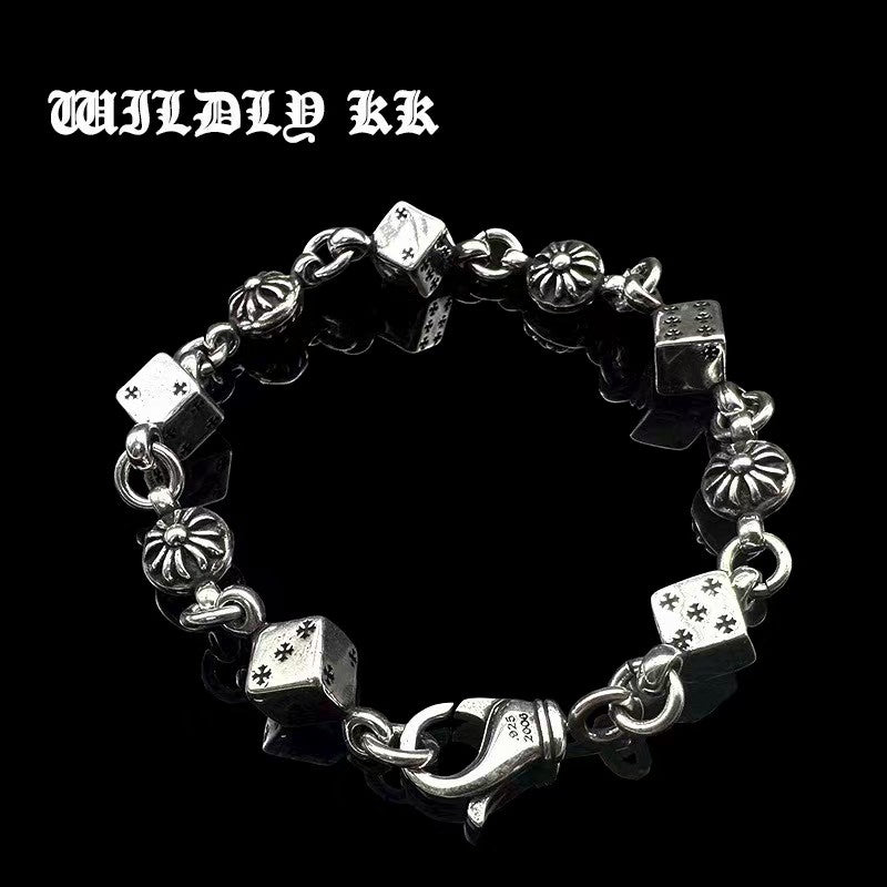 Vintage flower dice bracelet