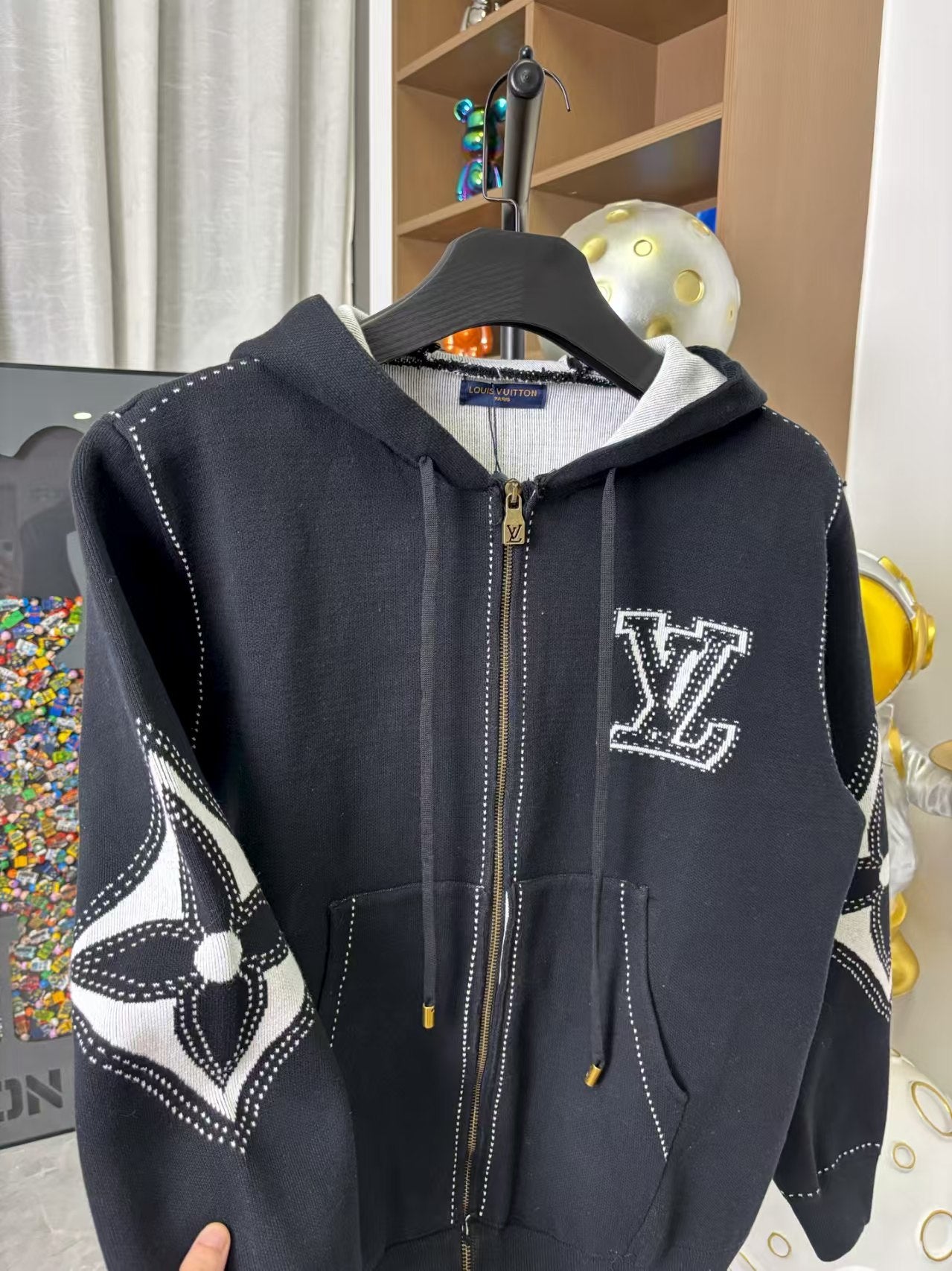 Inlaid wool zipper hooded jacket for men and women