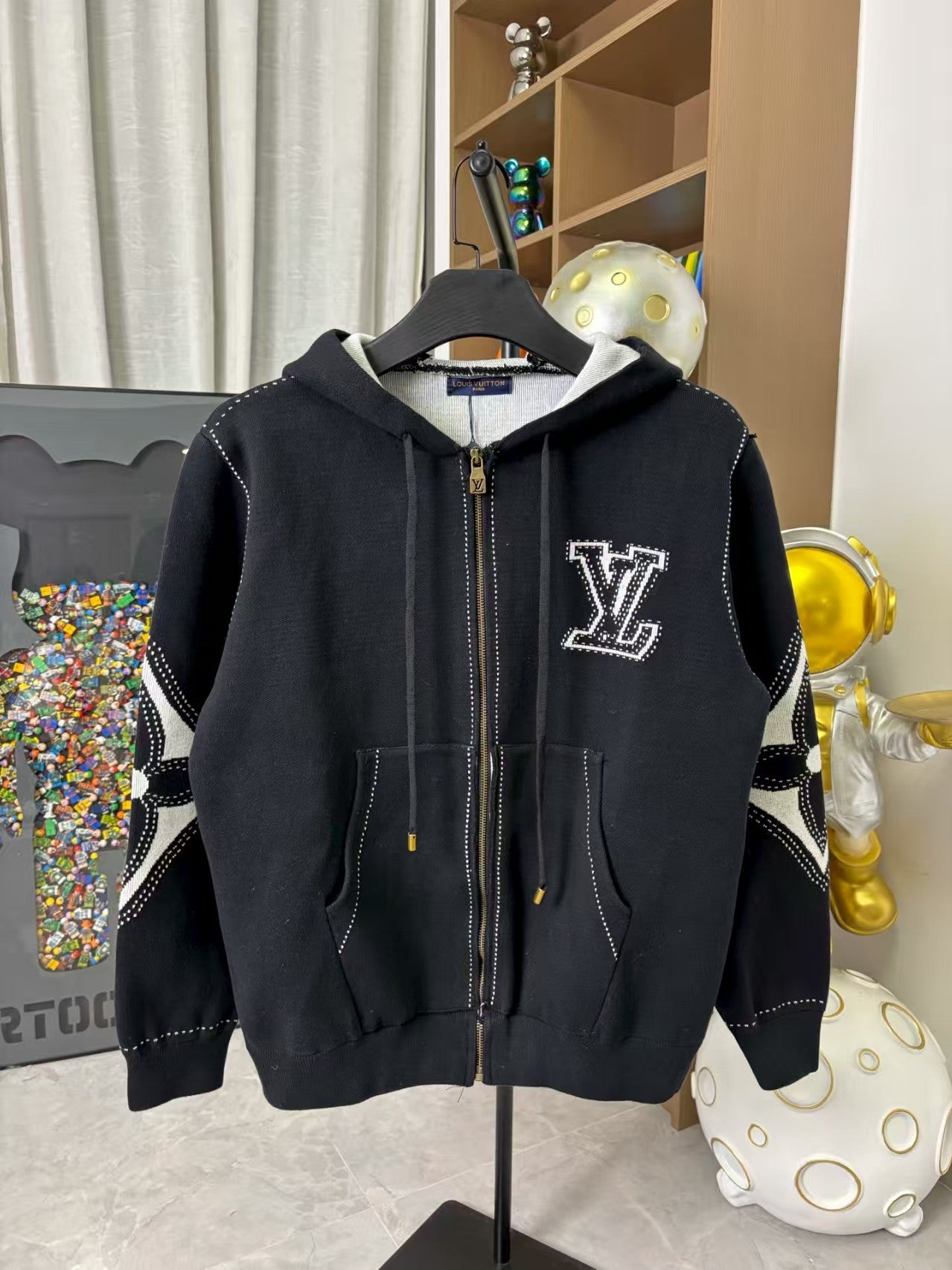 Inlaid wool zipper hooded jacket for men and women
