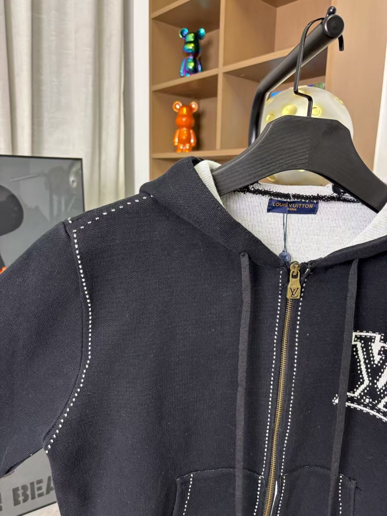 Inlaid wool zipper hooded jacket for men and women