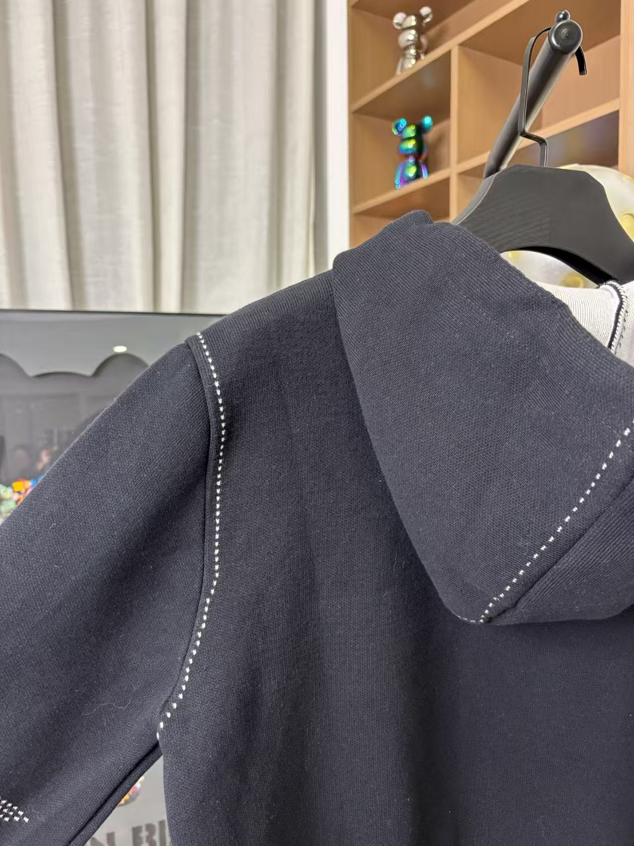 Inlaid wool zipper hooded jacket for men and women