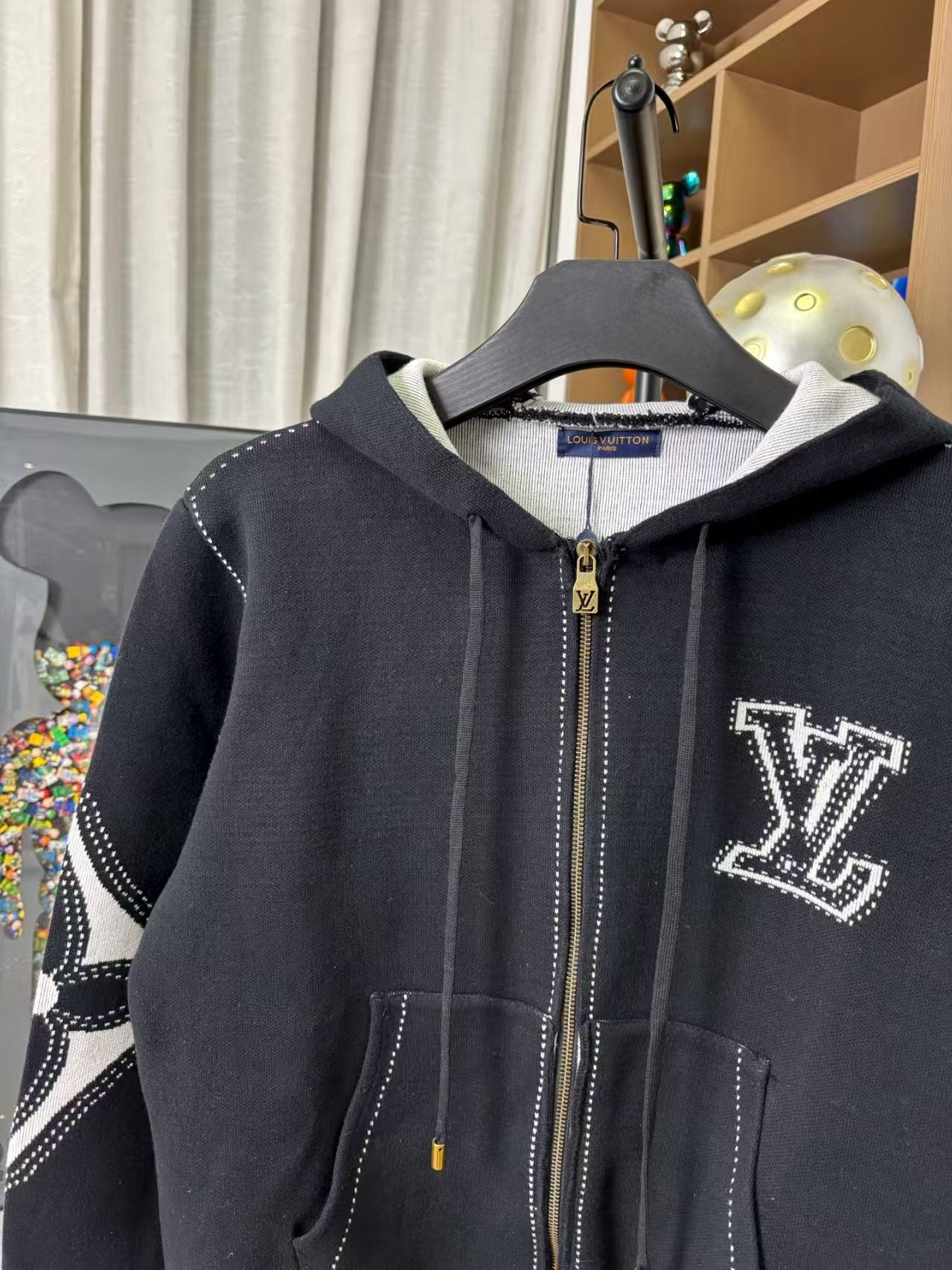 Inlaid wool zipper hooded jacket for men and women
