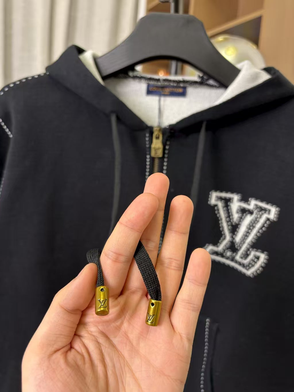 Inlaid wool zipper hooded jacket for men and women
