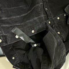 Black grey denim rhinestone jacket