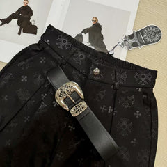 Printed trousers with wide legs