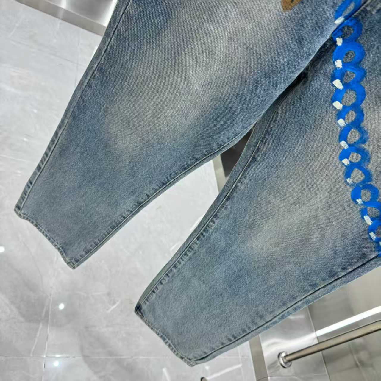 Printed straight leg jeans