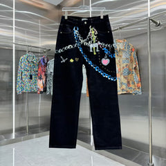 Printed straight leg jeans