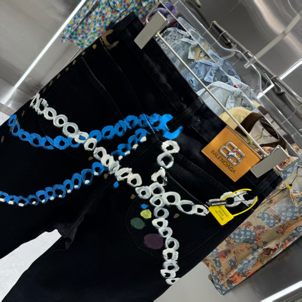 Printed straight leg jeans