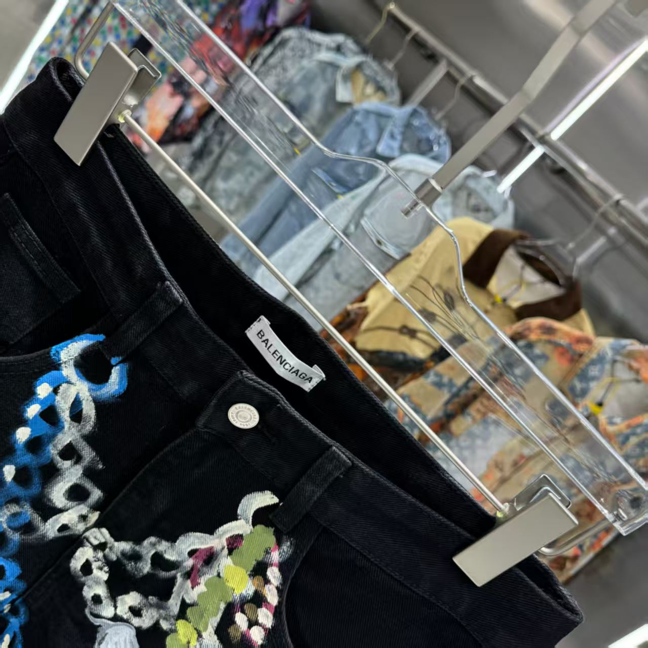 Printed straight leg jeans