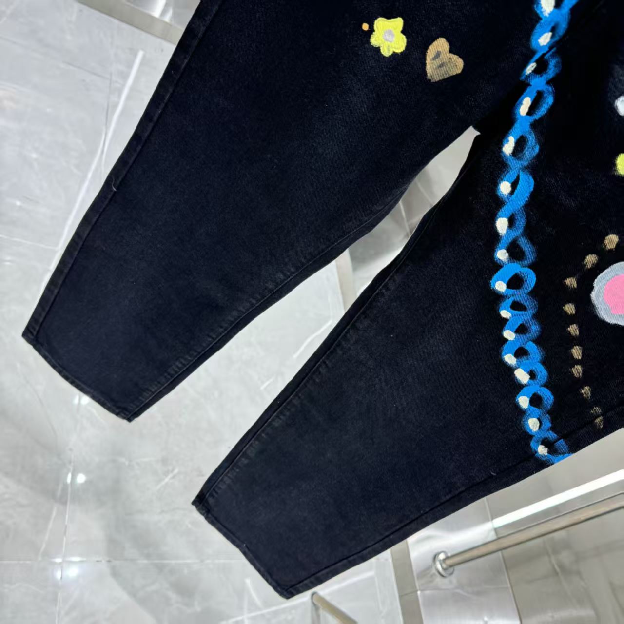 Printed straight leg jeans