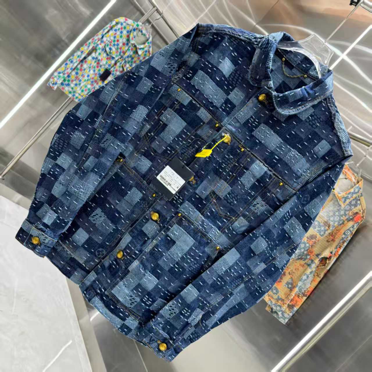 Checkered denim jacket