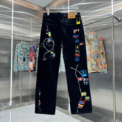 Full of letters spray straight leg jeans