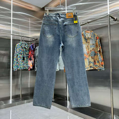 Ripped letter straight leg jeans