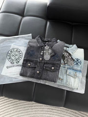 Embroidered patchwork denim jacket