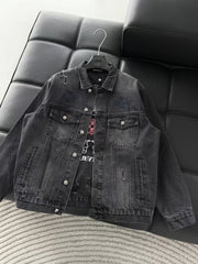 Embroidered patchwork denim jacket