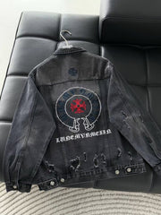 Embroidered patchwork denim jacket