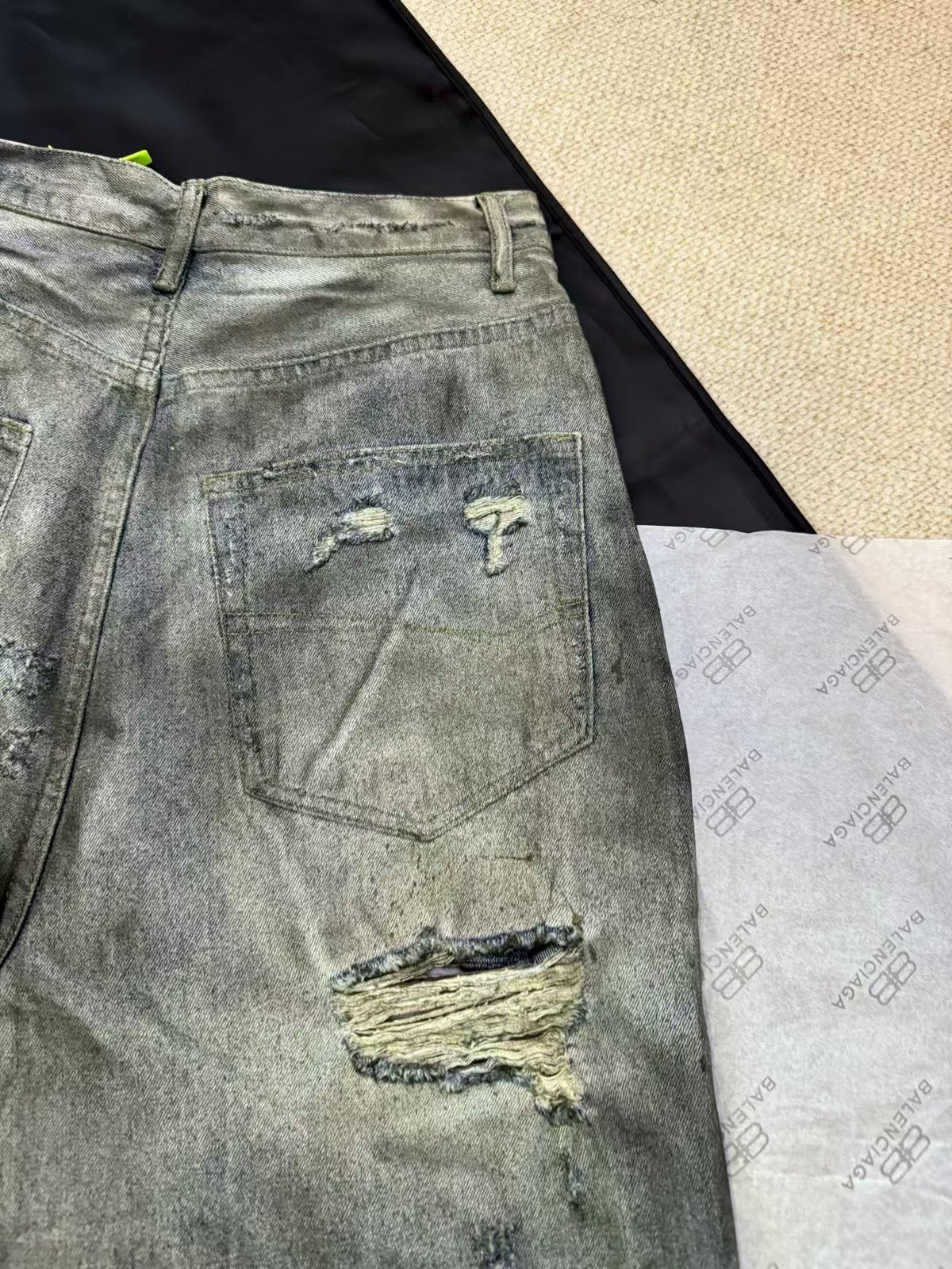 Destruction of denim pants