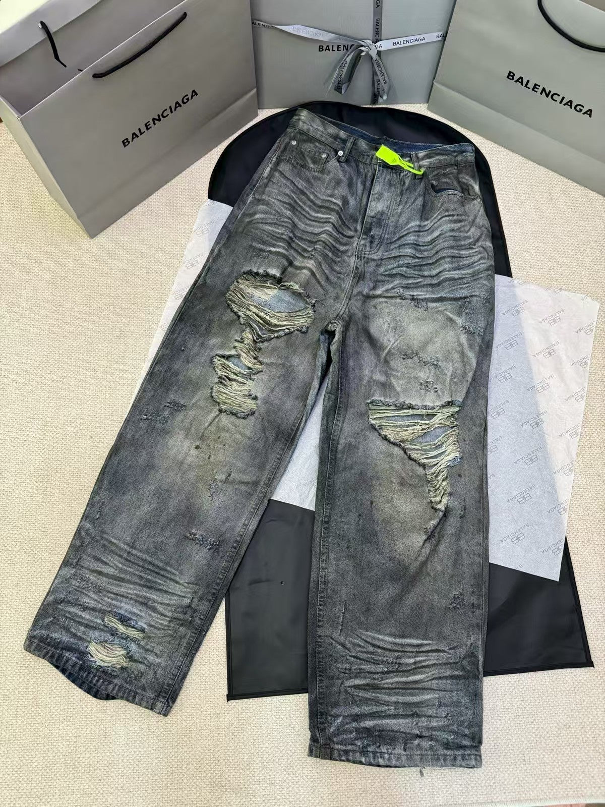 Destruction of denim pants