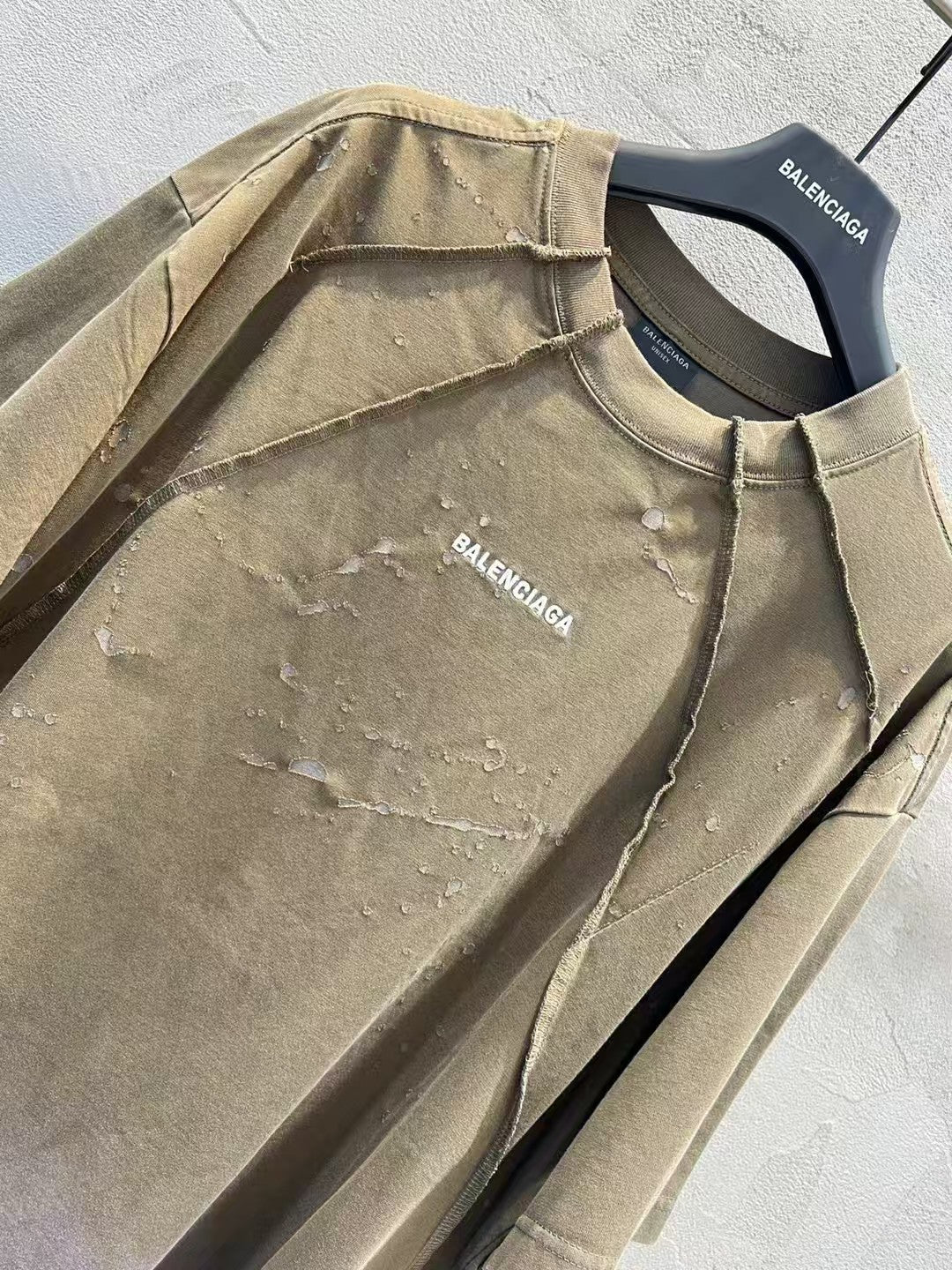 Embroidered patchwork short sleeved shirt
