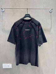 Embroidered patchwork short sleeved shirt