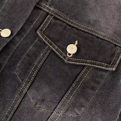 Letter graffiti unisex retro washed denim jacket
