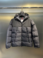 Large woven ribbon embroidered letter down jacket