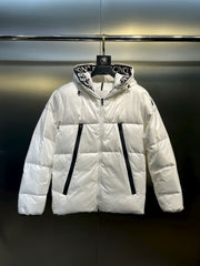 Large woven ribbon embroidered letter down jacket