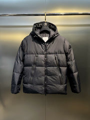 Large woven ribbon embroidered letter down jacket