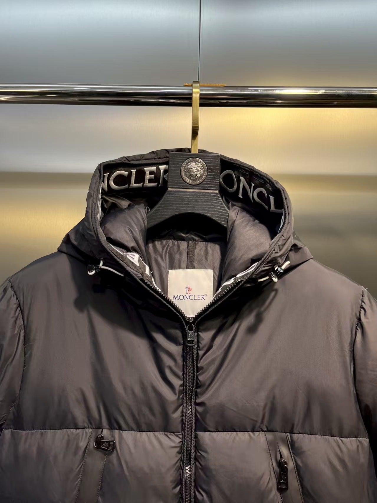 Large woven ribbon embroidered letter down jacket