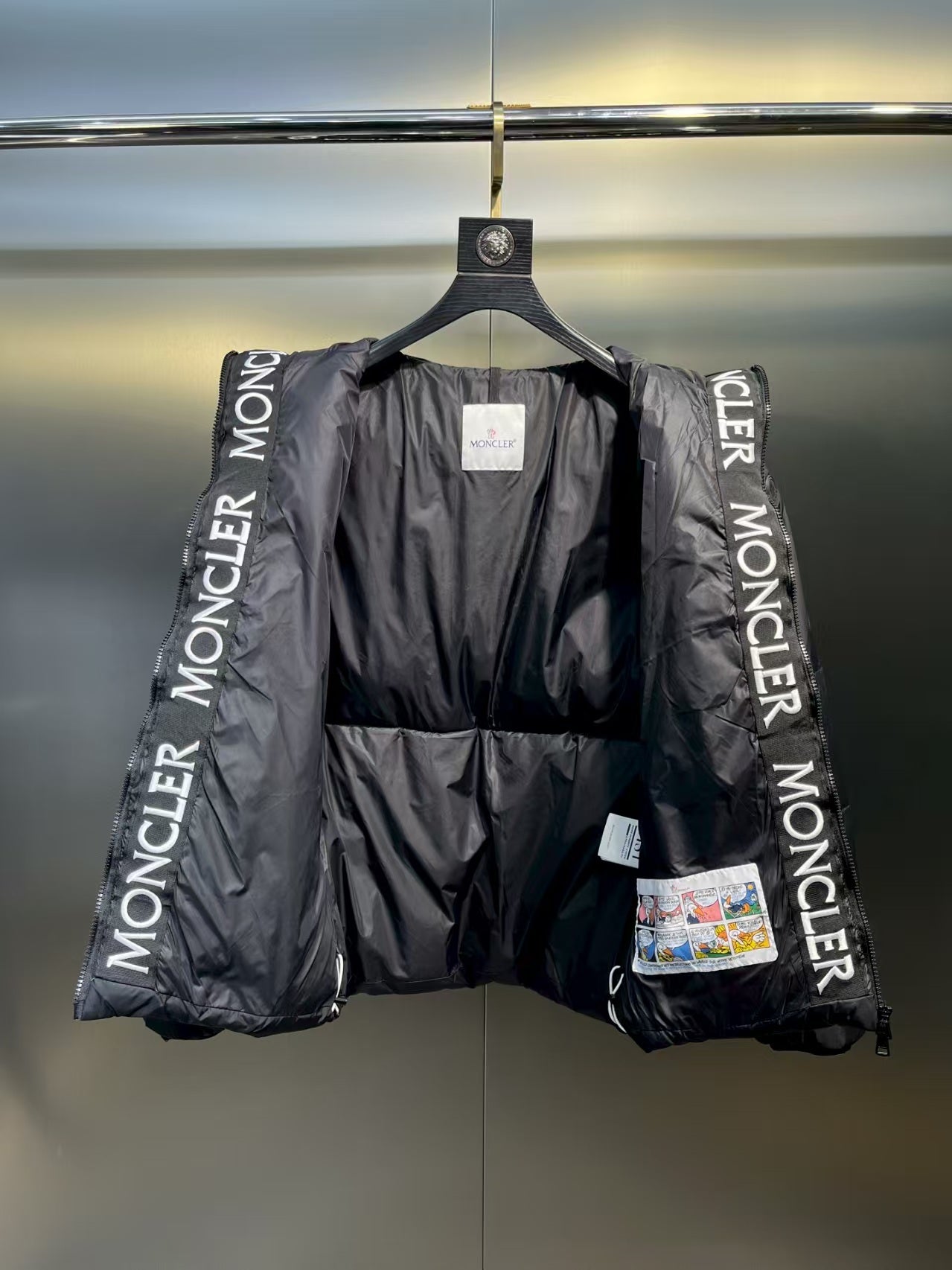 Large woven ribbon embroidered letter down jacket