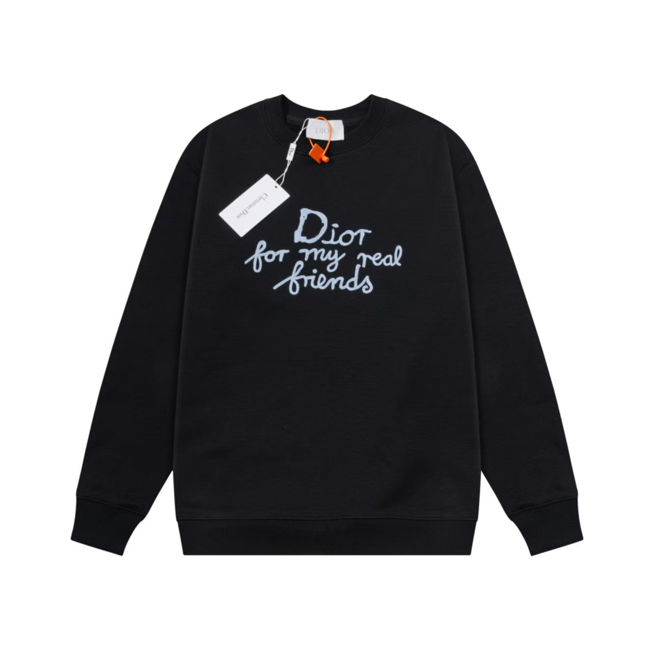 New embroidered round neck hoodie